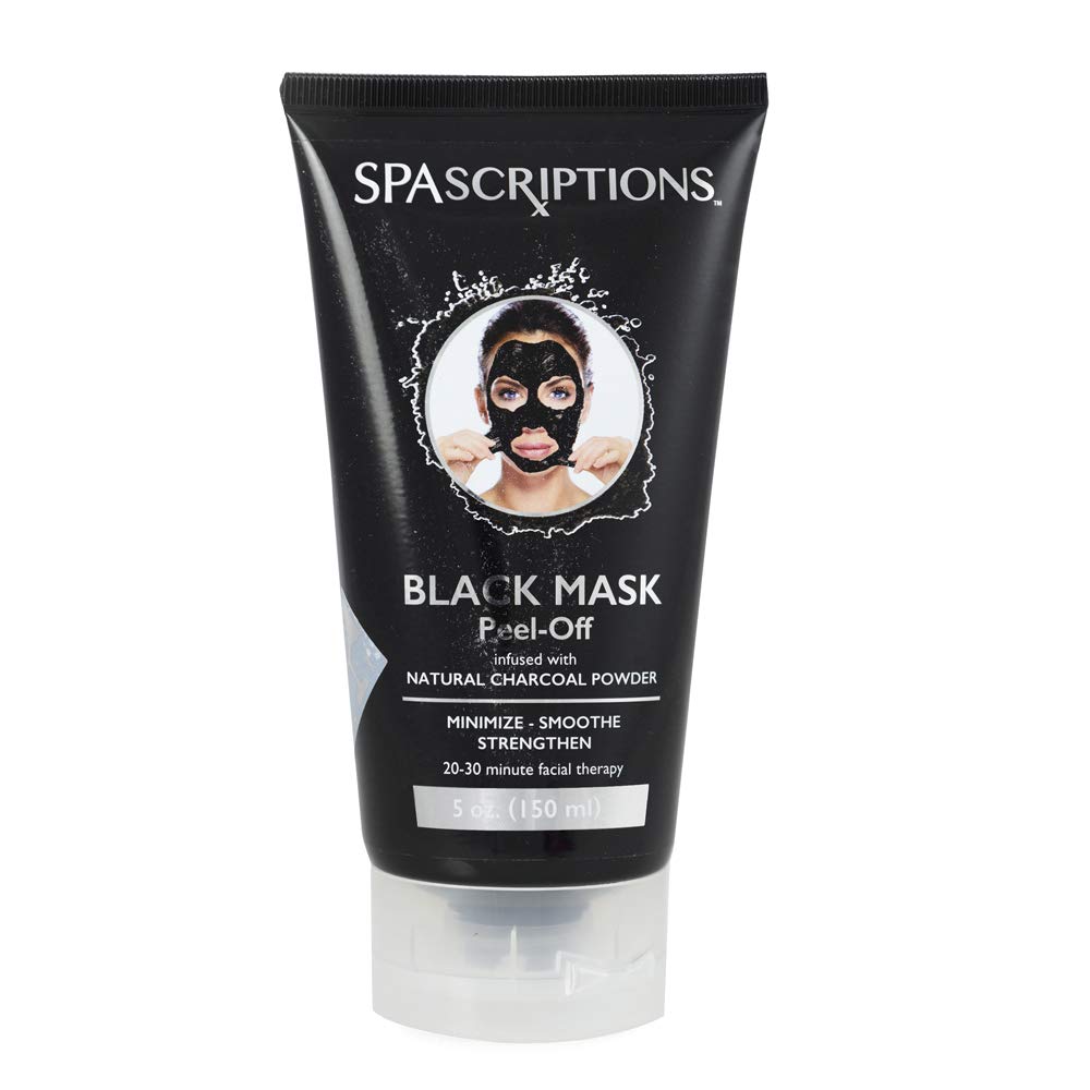 SpaScriptions 5 oz (150ml) Charcoal Peel Off Face Mask - Blackhead Remover & Deep Cleansing Mask for Acne Prone Skin | Perfect for Spa Nights & Pre-Makeup Pore Refining