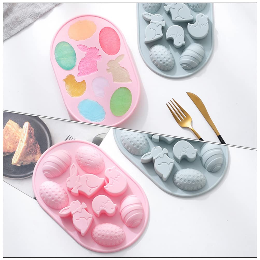 2pcs Bunny Shaped Silicone Cake Molds for DIY Baking - Egg Design Chocolate & Cake Molds - Creative Baking Supplies for Easter, Birthdays & Party Decorations