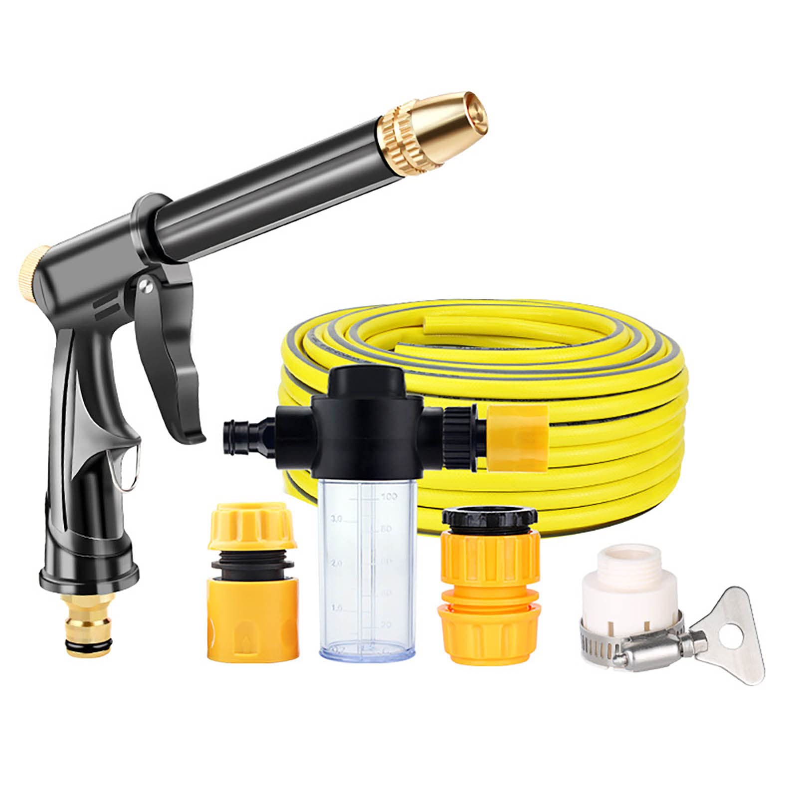 JISUAN Portable High-Pressure Water Gun - Car Wash Spray Nozzle, Garden Hose Sprinkler & Foam Cannon for Outdoor Cleaning | Perfect for Cars, Patio, Driveway & Yard Maintenance (Size C)