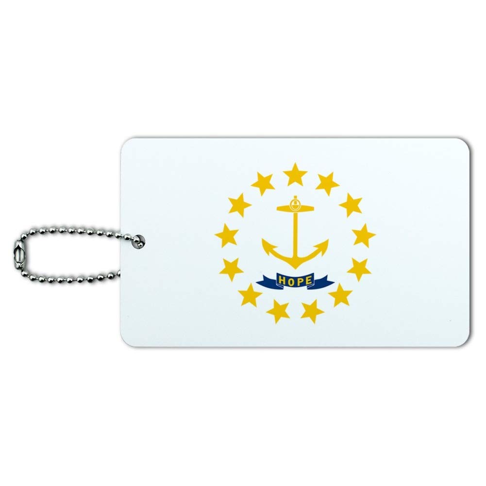 Rhode Island State Flag Luggage Tag - Durable Suitcase ID Card for Carry-On Bags - Perfect for Travel Identification and Personalization