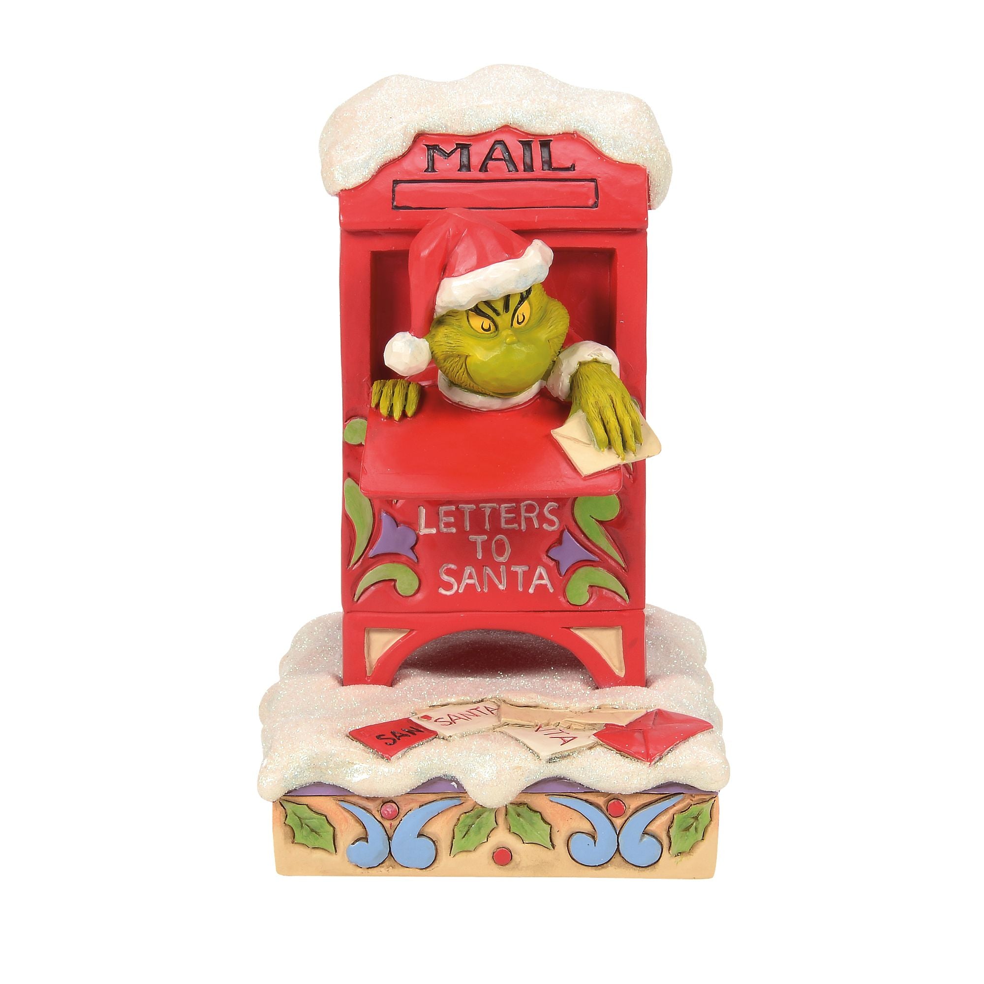Festive Grinch in Mailbox Figurine - Christmas Decoration for Home, Office & Yard - Perfect for Holiday Decor & Gift Giving