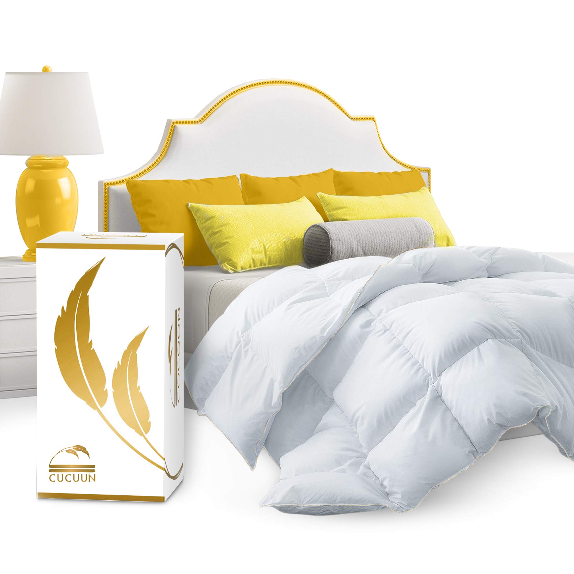 Luxury King Size Down Comforter - 100% Egyptian Cotton 1200 Thread Count with 750+ Fill Power White Goose Down | Premium Duvet Insert for King/Queen/Twin Beds | Corner Tabs for Secure Fit | Perfect for Cozy Winter Nights & Hotel-Style Bedding