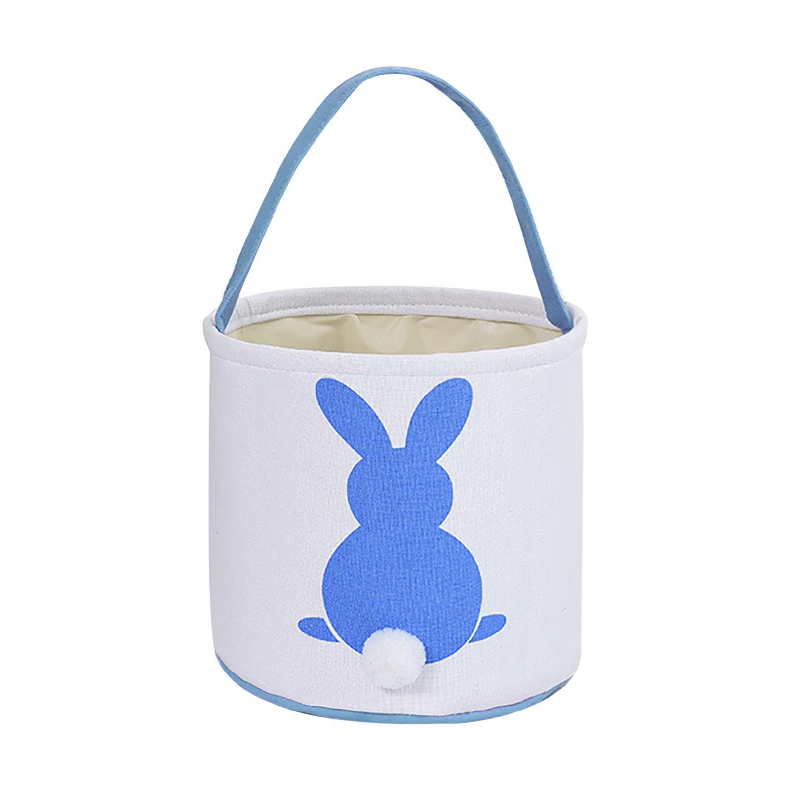 Easter Bunny Basket - Blue Rabbit Printed Canvas Candy Bag for Kids - Perfect for Easter Egg Hunts, Party Favors & Holiday Gift Giving