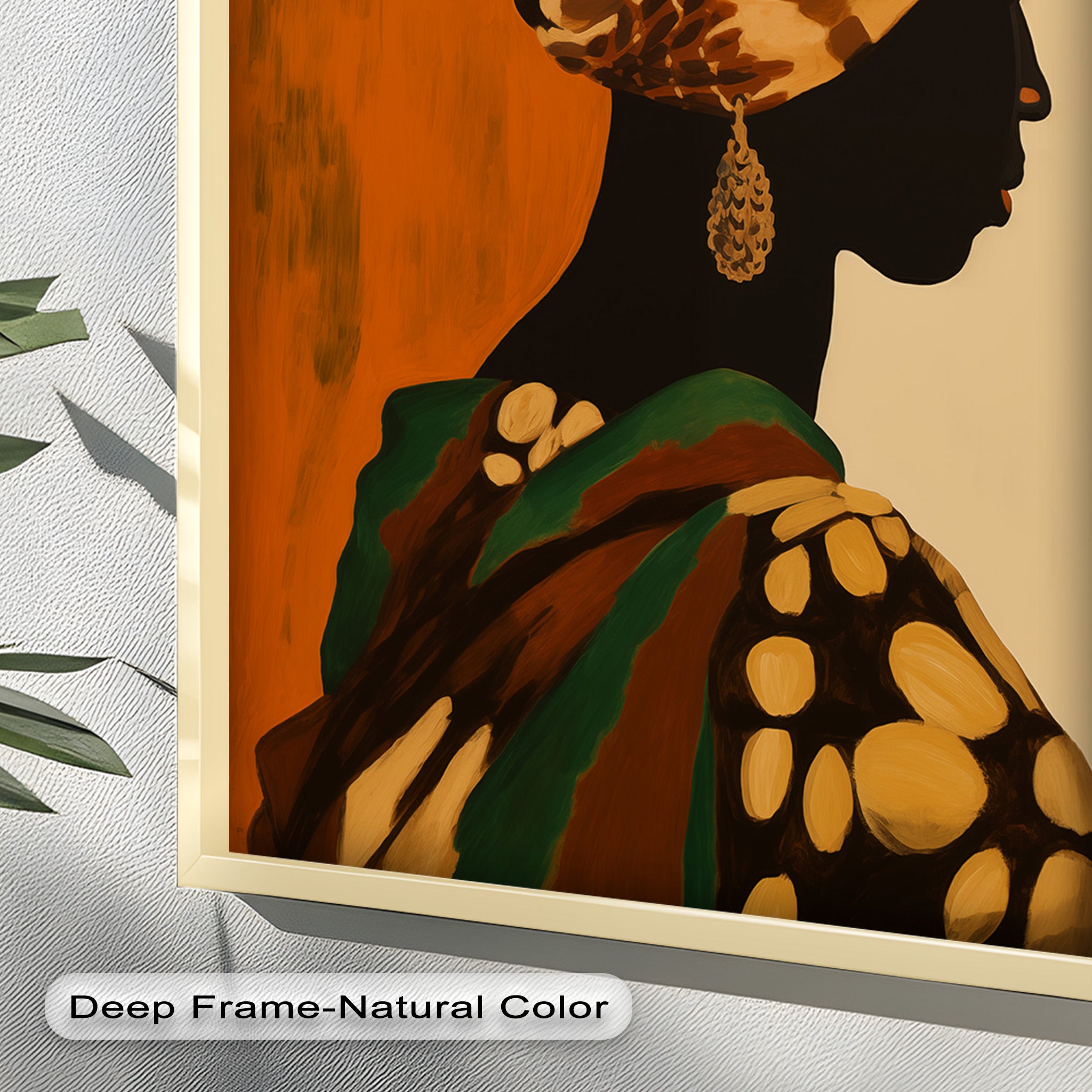 African Woman Portrait Art - Hand-Painted Framed Oil Painting for Home & Office Decor | Wall Art for Living Room, Bedroom, or Office