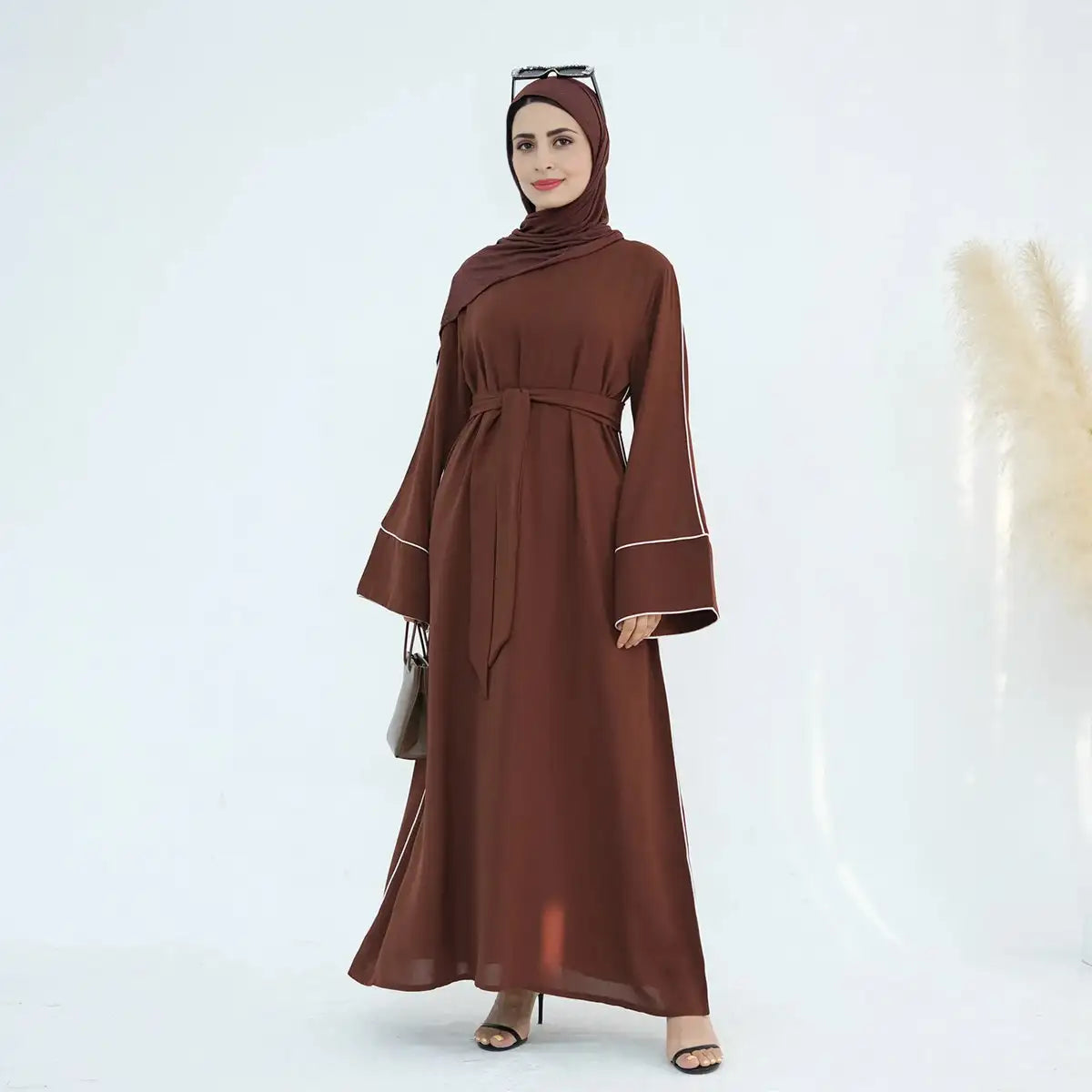 Elegant Solid Color Hem Abaya Dress - Modest Islamic Fashion for Women | Perfect for Prayer, Mosque, and Everyday Wear