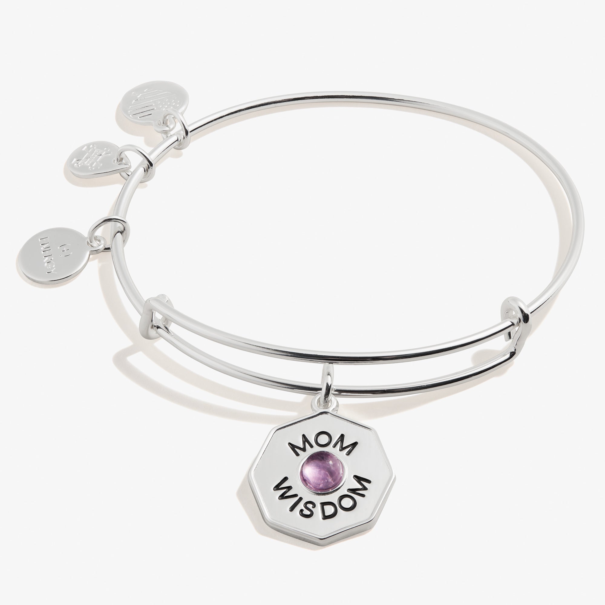 Wisdom Amethyst Charm Bangle Bracelet for Women - Elegant Crystal Jewelry Gift for Mom, Birthday, Anniversary & Special Occasions