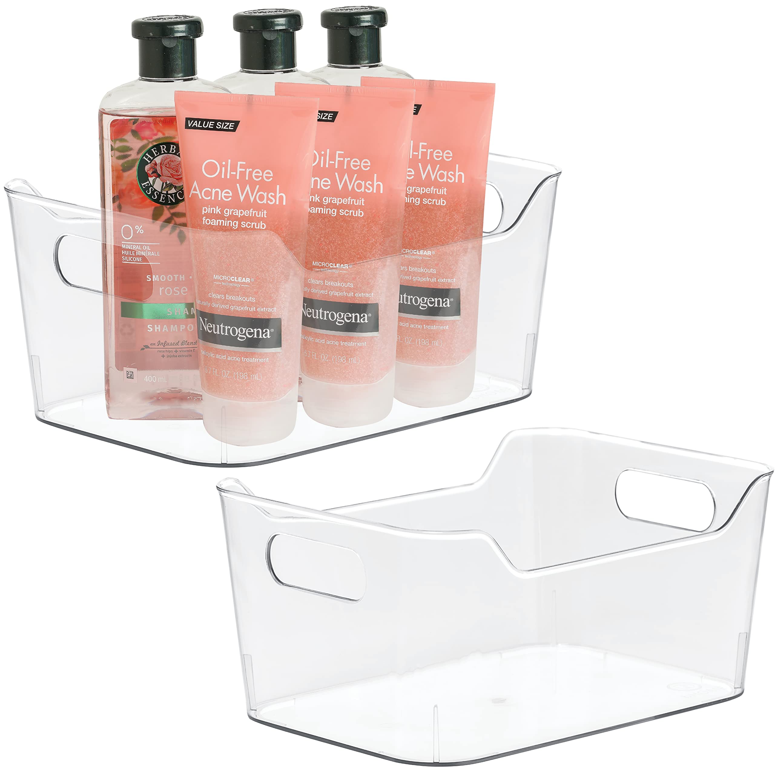 Plastic Storage Bins for Kitchen, Pantry & Closet Organization - Set of 2 Durable Storage Containers for Cabinet, Freezer & Fridge | Perfect for Home, Office & Garage Storage Solutions