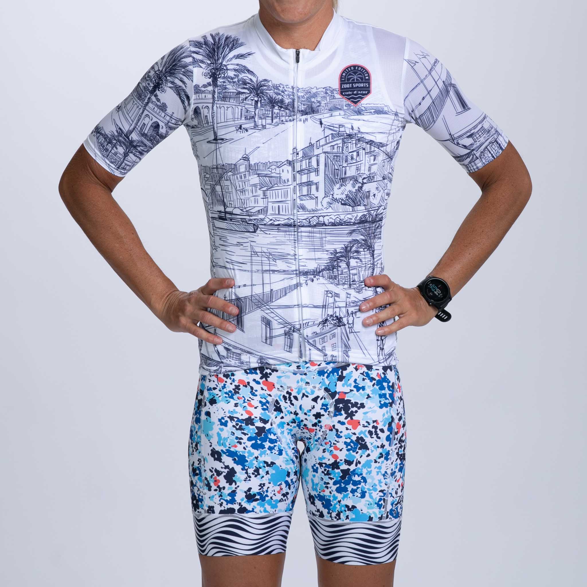 Women's High Waist Cycling Shorts - Breathable & Comfortable Workout Shorts for Biking, Running & Gym - Cote d'Azur Design - Perfect for Outdoor Sports & Fitness Activities