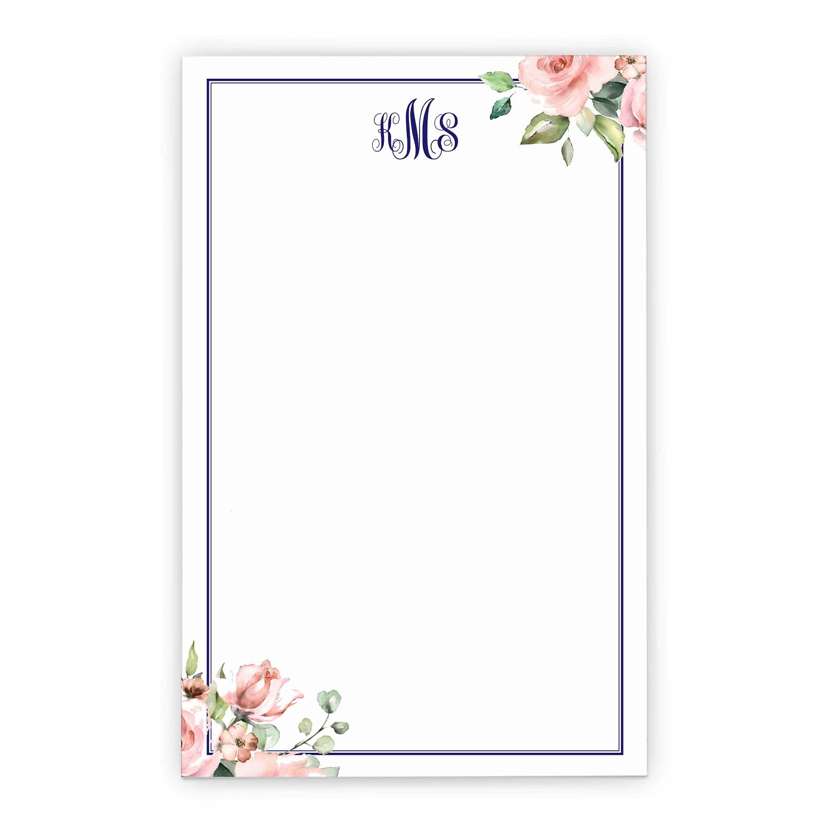 Personalized Floral Monogram Notepad for Women - Custom Initial Letter Writing Paper with Flowers, 5.5