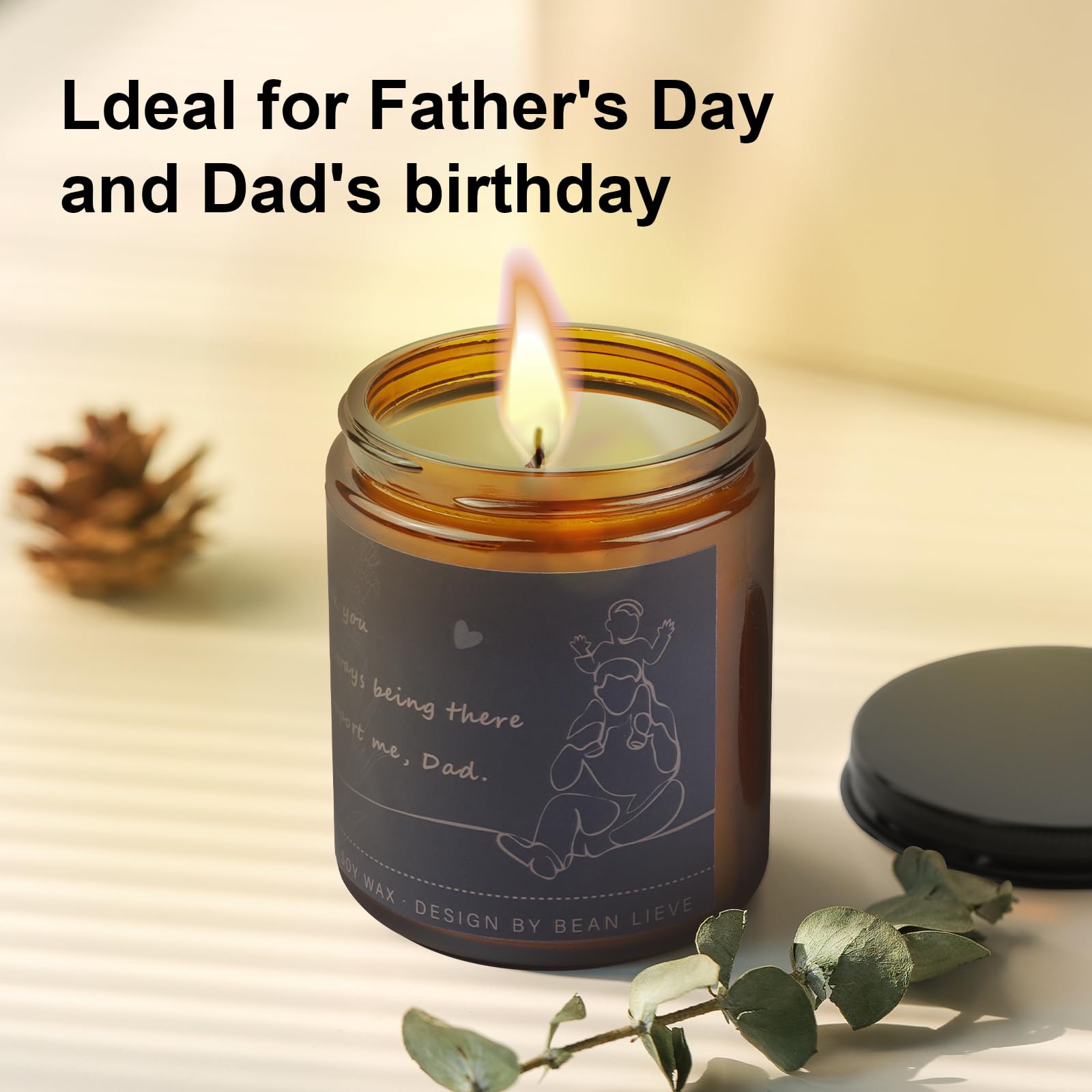 BEAN LIEVE Happy Birthday Candle - Natural Soy Wax Lavender Scented Candle for Dad | Unique Father's Day Gift for Him | Birthday Gift Ideas for Men | Perfect for Relaxation, Home Decor & Special Occasions