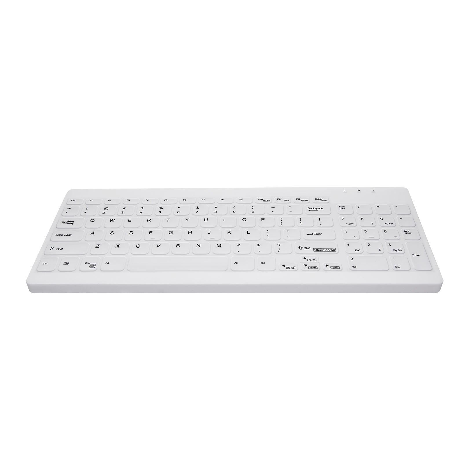 AK C7012F Ultra-Thin Wired Keyboard with Numpad - White | Compact & Wipeable Design for Office, Gaming & Home Use