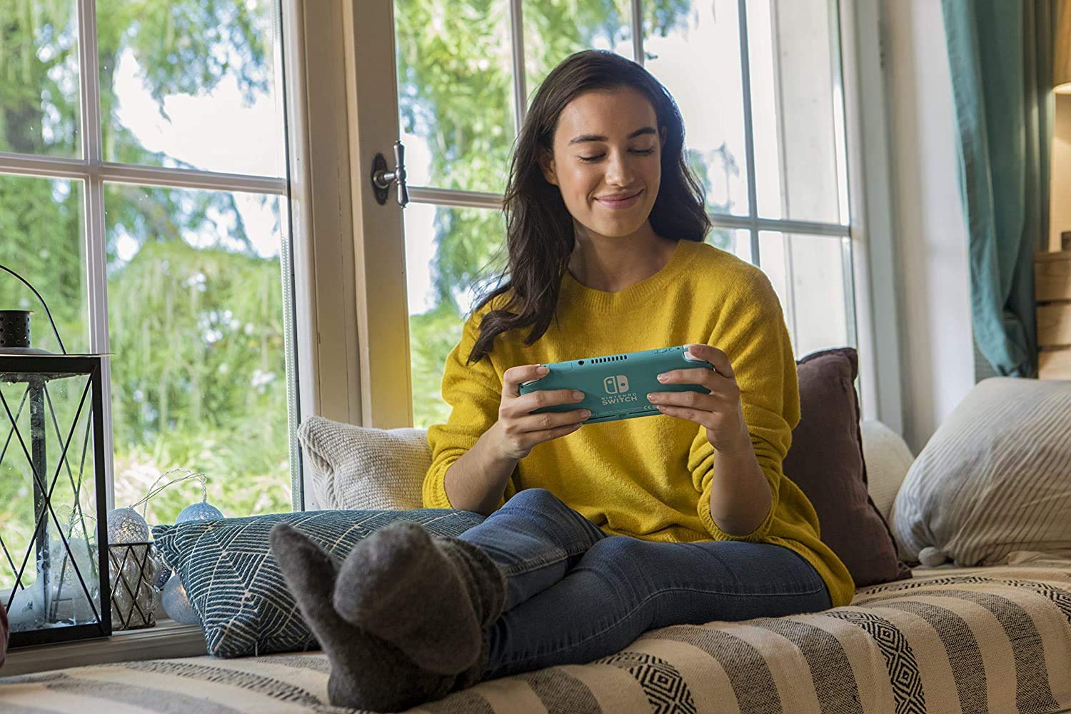 Nintendo Switch Lite - Turquoise Console with Animal Crossing: New Horizons Game & 3-Month Nintendo Switch Online Membership - Portable Gaming for Travel, Commute, and Home Entertainment