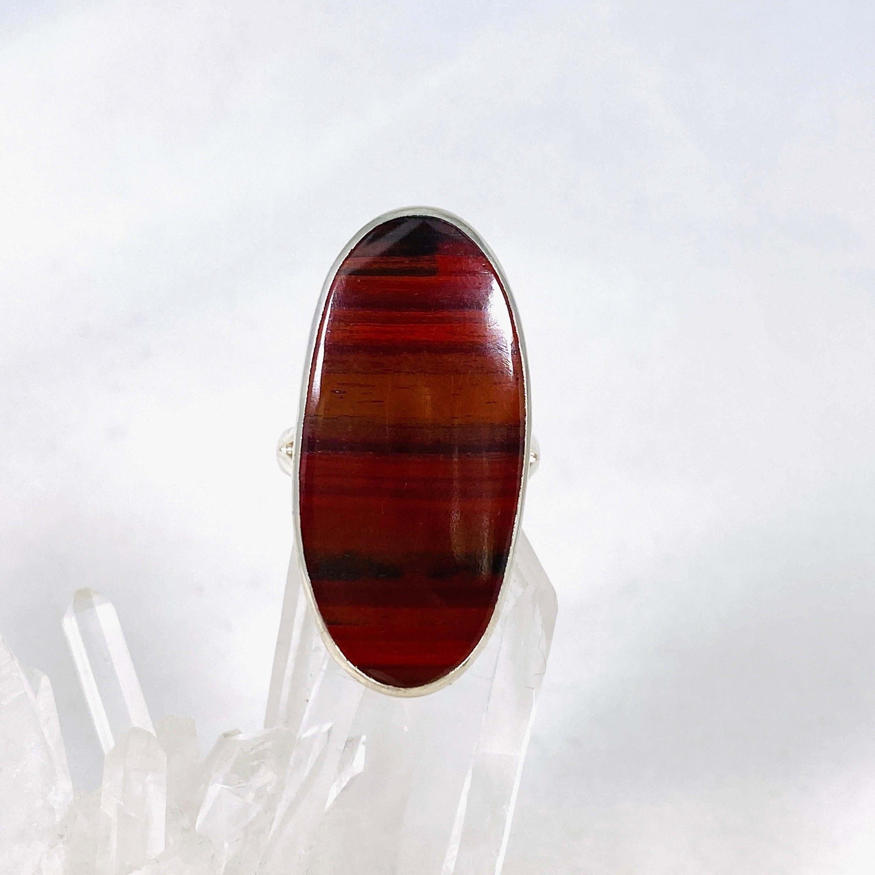 Natural Red Jasper Oval Ring for Women - Size 7 Healing Crystal Jewelry KRGJ3085 | Spiritual Gift, Meditation Accessory, Energy Balancing Fashion Statement