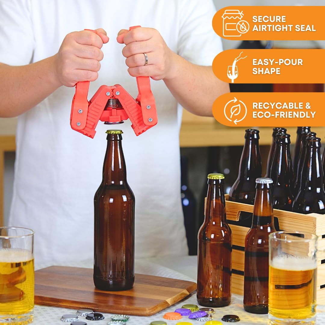 Premium 12 oz Amber Glass Longneck Beer Bottles - Pack of 48 | Food Grade, Refillable & Eco-Friendly Home Brewing Bottles with Crown Caps | Perfect for Craft Beer, Kombucha, Cider & Homemade Beverages | Made in USA