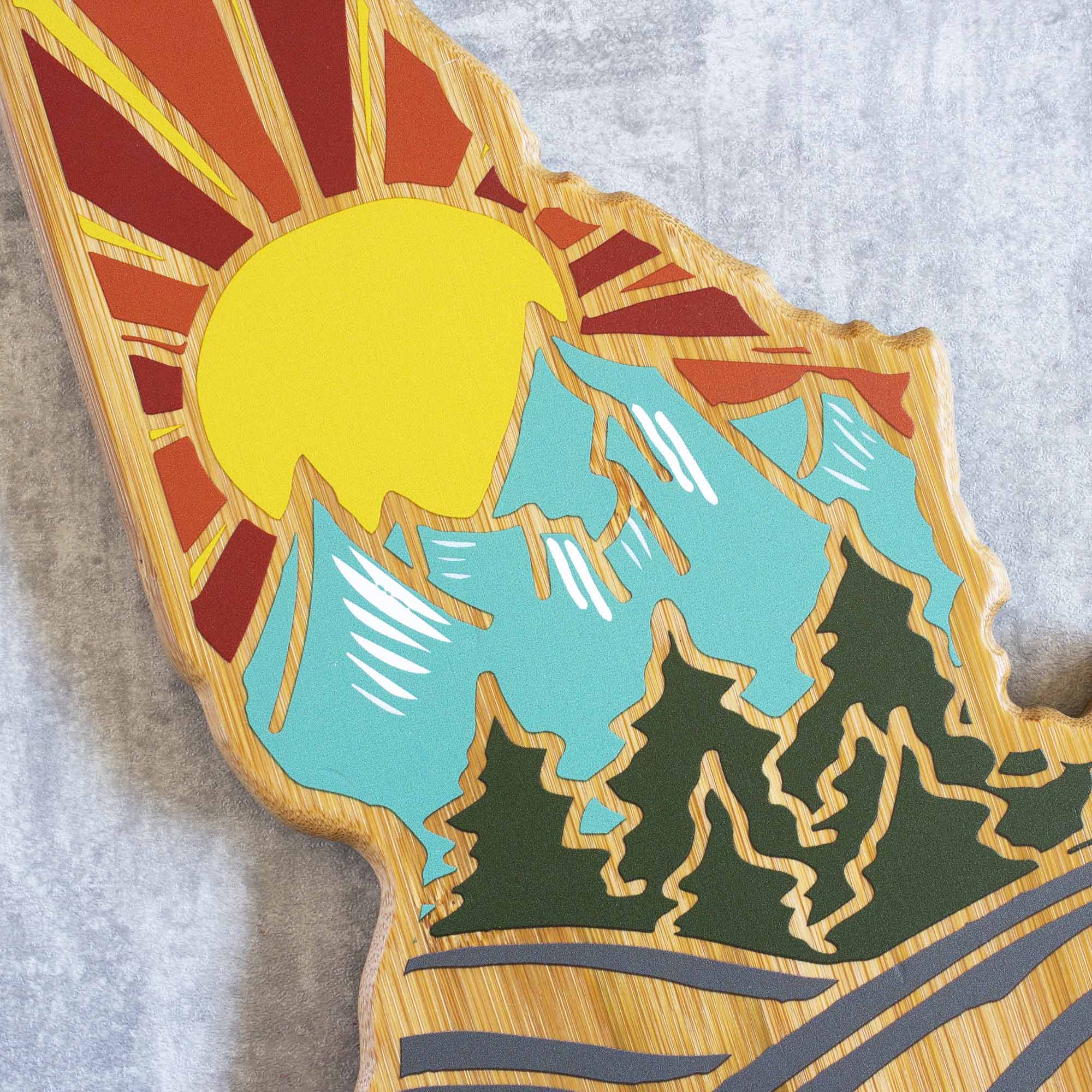 Handcrafted Idaho Wood Cutting Board with Summer Stokes Artwork - Durable Kitchen Essential for Chopping, Serving & Home Decor