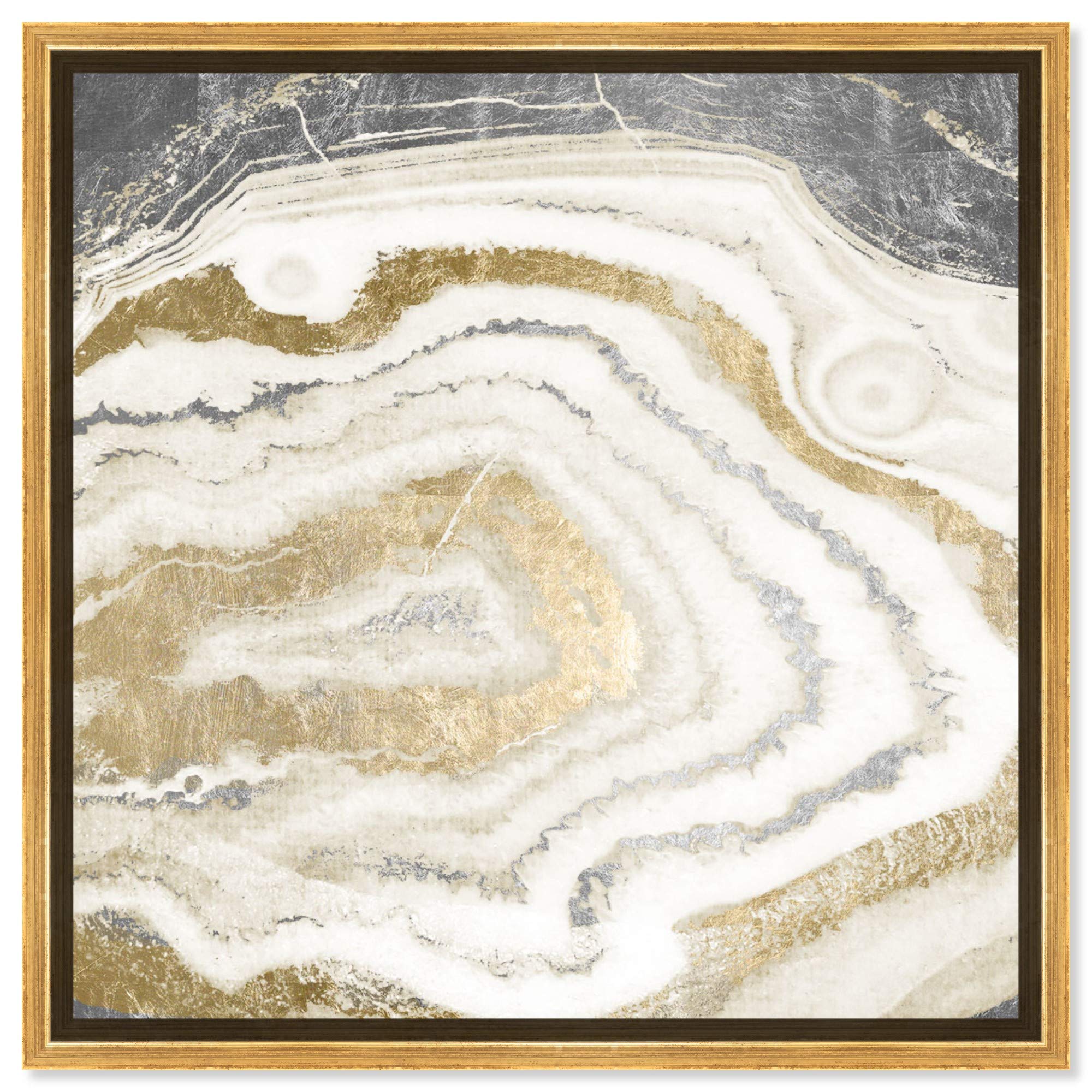 Abstract Wall Art Canvas Print 'Silver Agate' Crystals - 24x24 Inch Gold Framed Home Decor by Oliver Gal Artist Co. | Perfect for Living Room, Bedroom & Office Decor | Model 18404_24x24_CANV_PSGLD