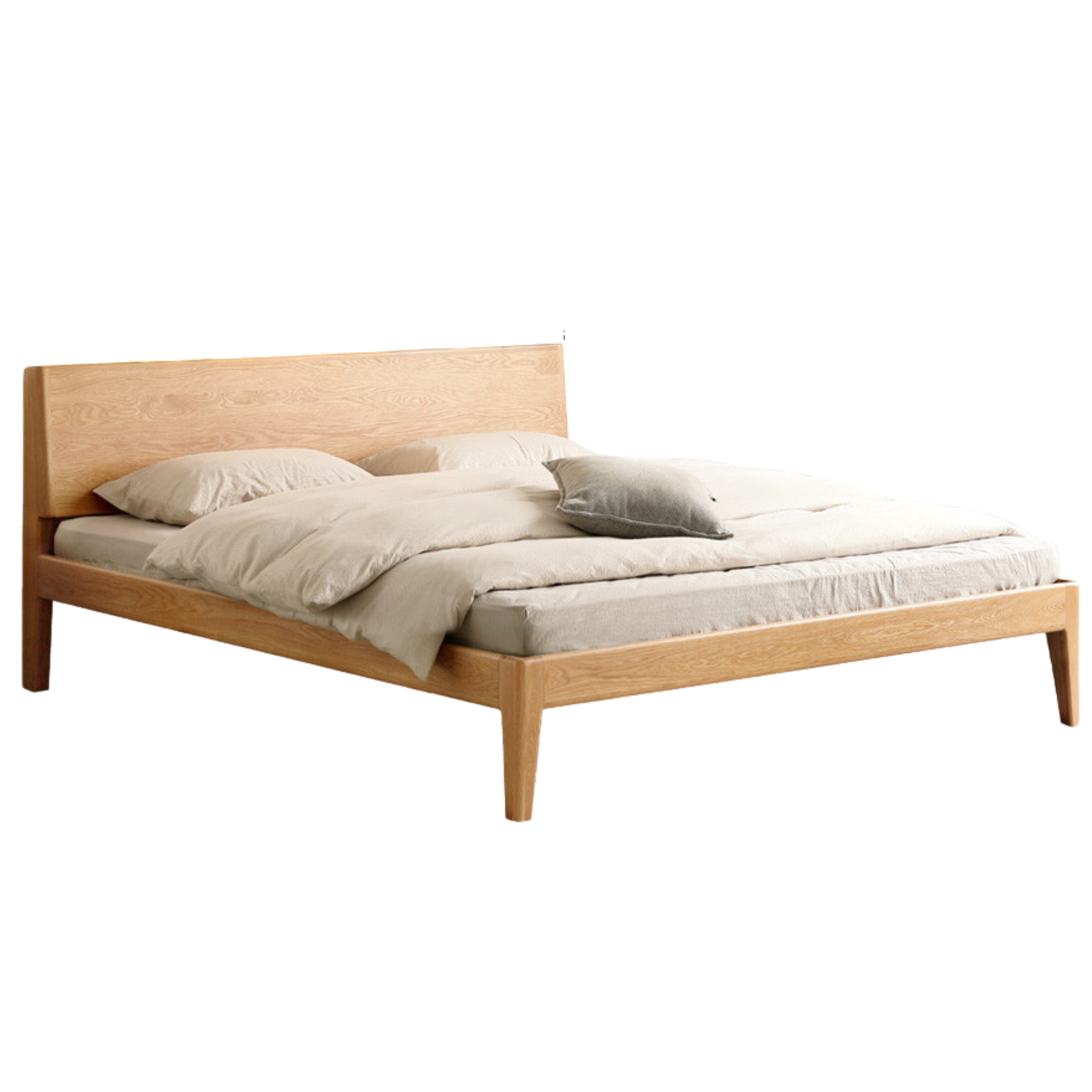 Solid Oak Wood LED Bed Frame with Built-in Lighting - Perfect for Modern Bedrooms, Guest Rooms, and Cozy Home Decor