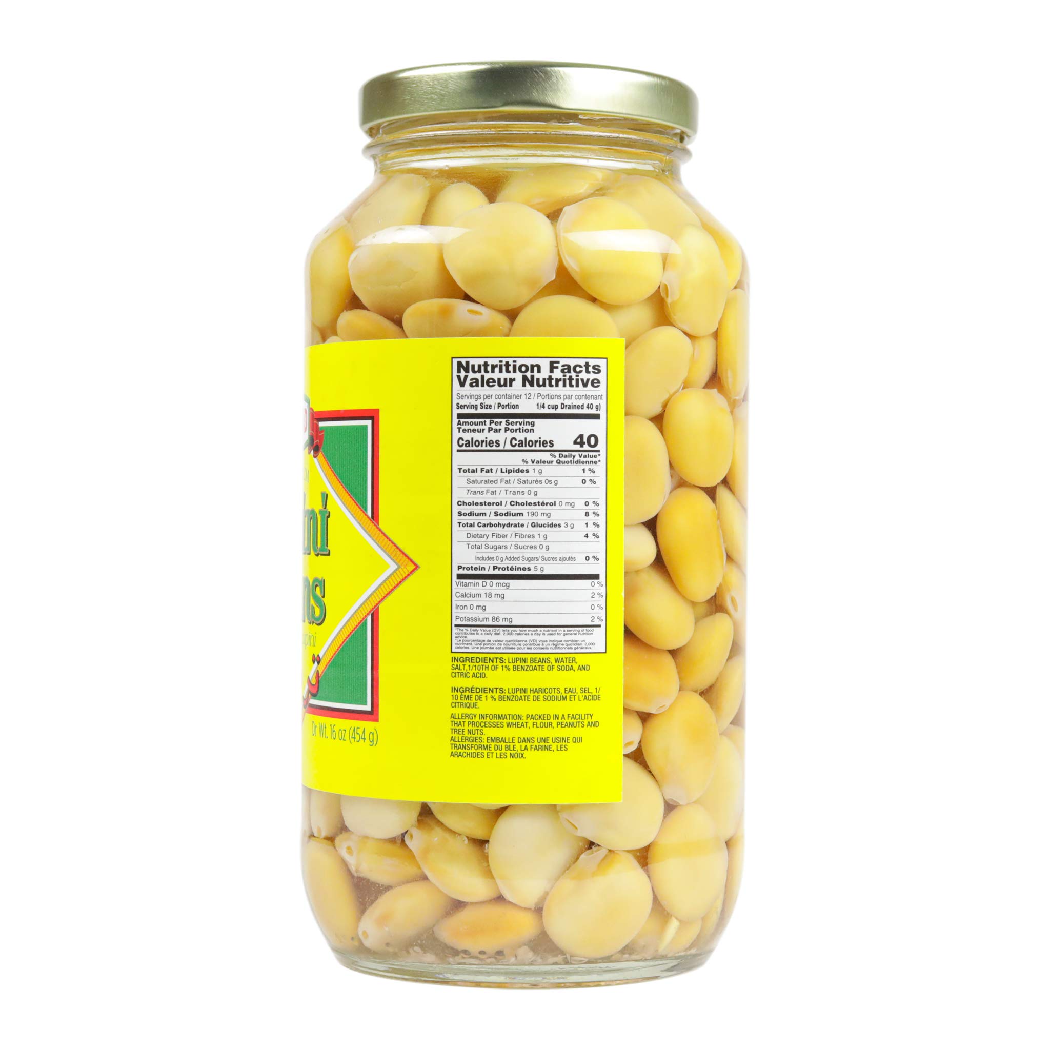 Ziyad Premium Lupini Beans Snack - 16oz (Pack of 4) | High Protein, Keto & Vegan Friendly | Mediterranean Diet Superfood | Non-Perishable Plant-Based Snack for Travel, Hiking & Healthy Lifestyle
