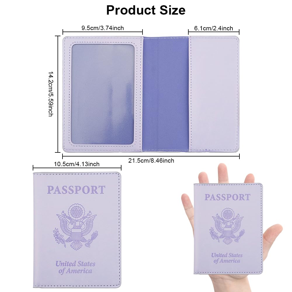Premium RFID Blocking Passport Holder for Women & Men - Light Purple Travel Passport Cover with Secure ID & Card Slots - Perfect for Airports, Vacations & International Travel Essentials