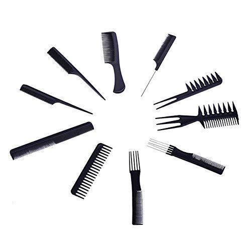 ZYCOFORD 10-Piece Hair Comb Set - Plastic Styling Combs & Paddle Brush for All Hair Types (Pack of 11) - Perfect for Salon, Home, Travel & Professional Hairstyling