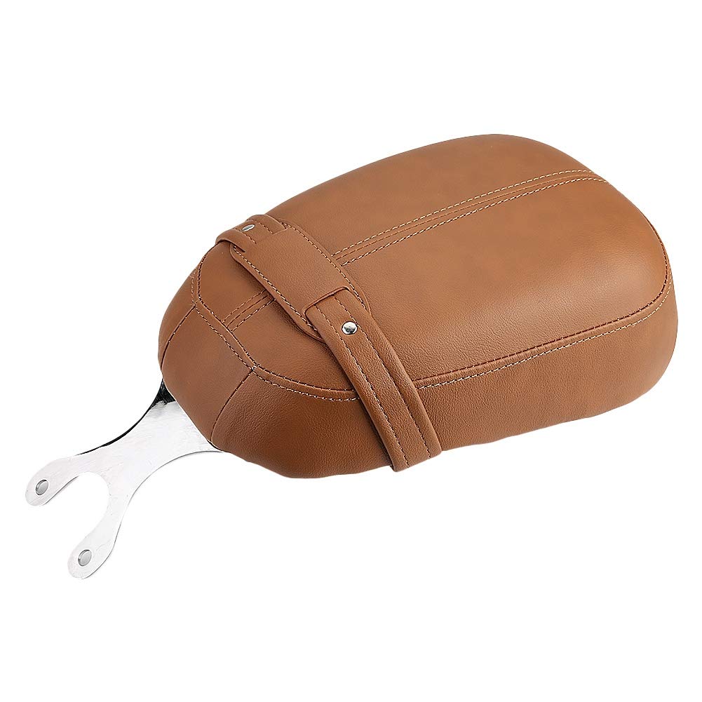 AQXREIGHT Motorcycle Rear Seat Cushion - Premium Leather Comfort Seat Pad for Harley, Honda, Yamaha & More - Brown - Perfect for Long Rides & Passenger Comfort