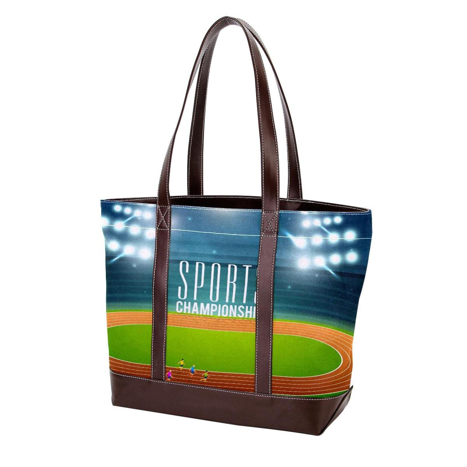 Stylish Sunflower Field Tote Bag - Large Leather & Canvas Women's Handbag with Top Handle & Shoulder Strap - Perfect for Work, Shopping & Beach Outings