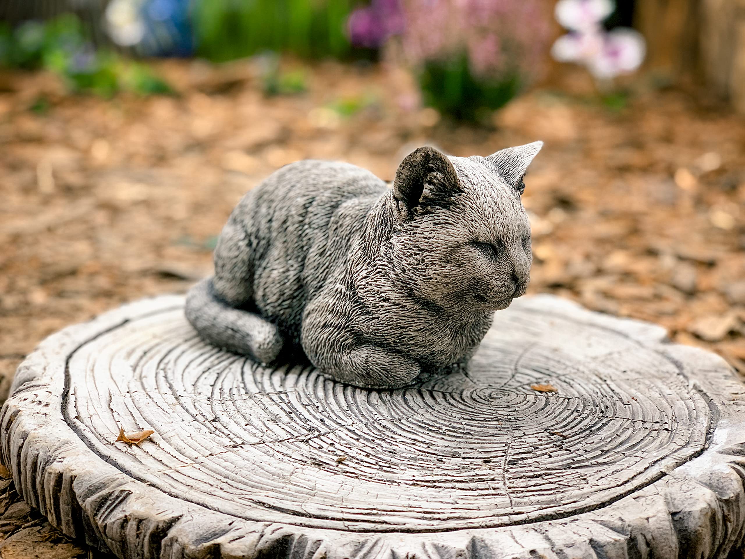 Concrete Cat Statue 19lb - Gray Garden Decor & Memorial Marker