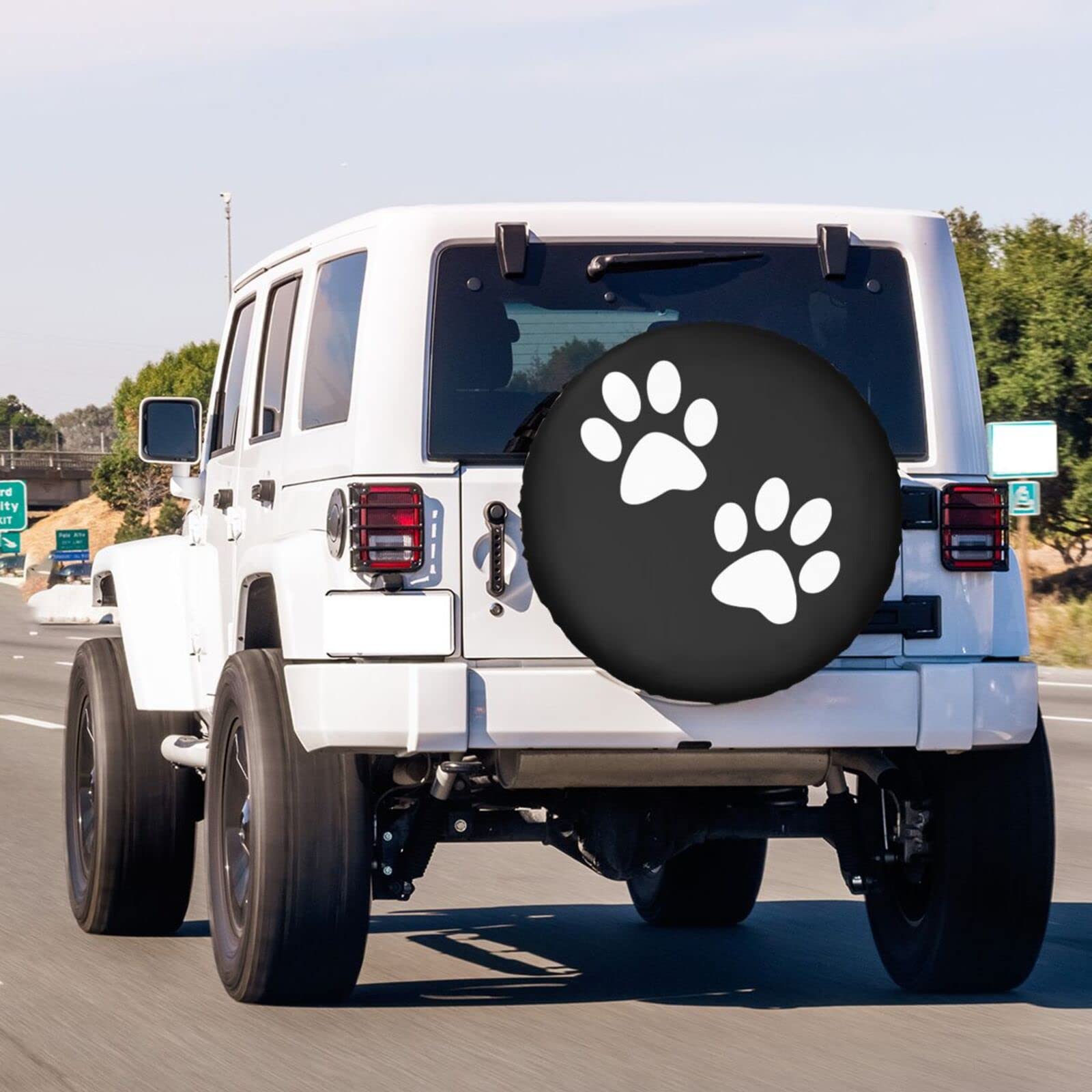 Foruidea 15 Inch Paw Print Spare Tire Cover - Dustproof Wheel Protector for Trailers, RVs, SUVs & Trucks | Waterproof & UV Resistant for Outdoor Camping & Road Trips