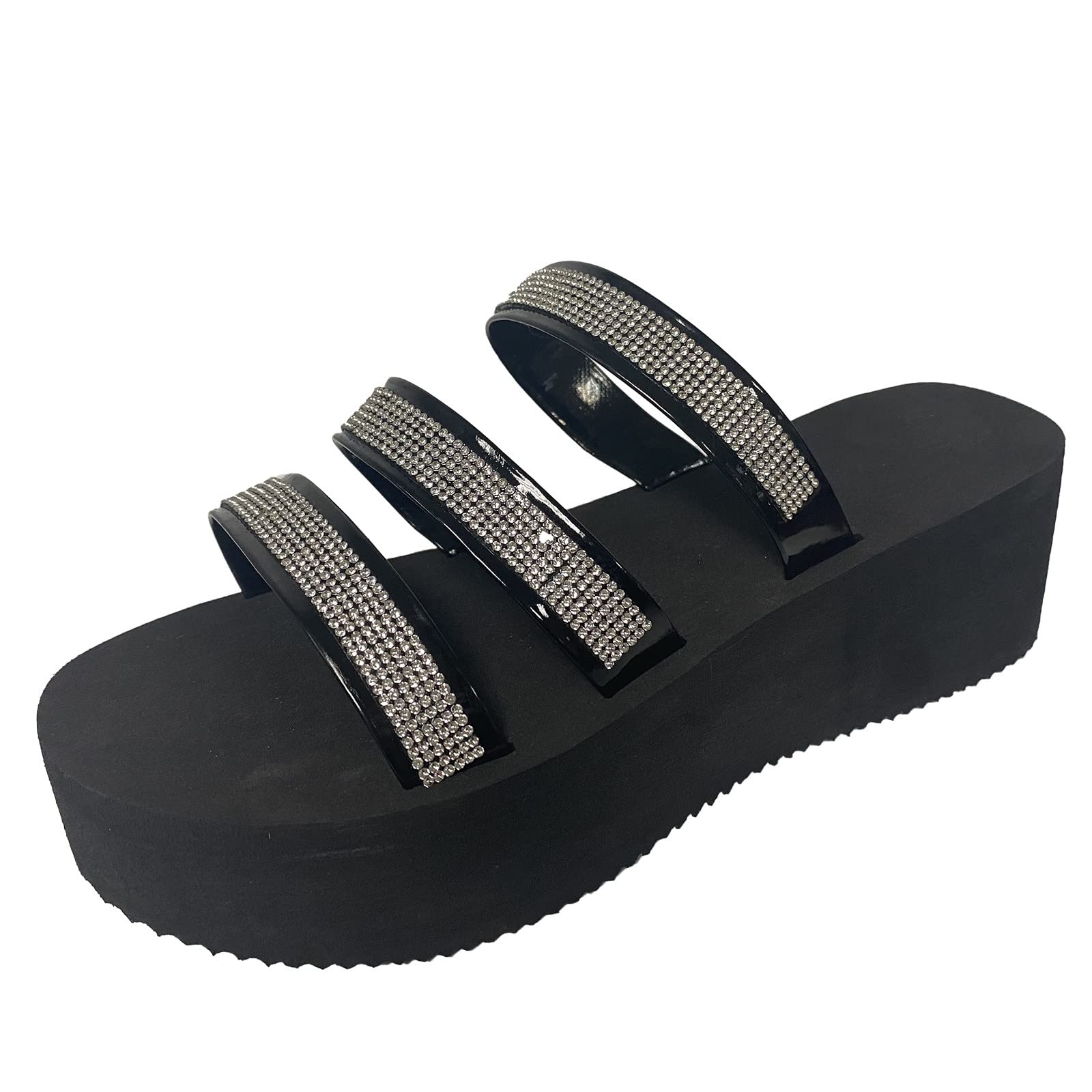 Stylish Women's Rhinestone Open-Toe Wedge Sandals - Summer Fashion Platform Heels for Casual Outings, Beach Vacations & Date Nights