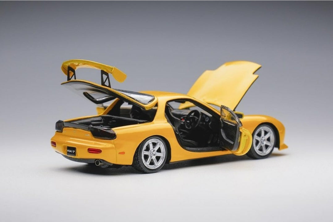 PGM Models 1:64 Scale Diecast Mazda RX-7 FD3S Yellow Luxury Edition - Collectible Car Model for Display, Gifts & Racing Enthusiasts