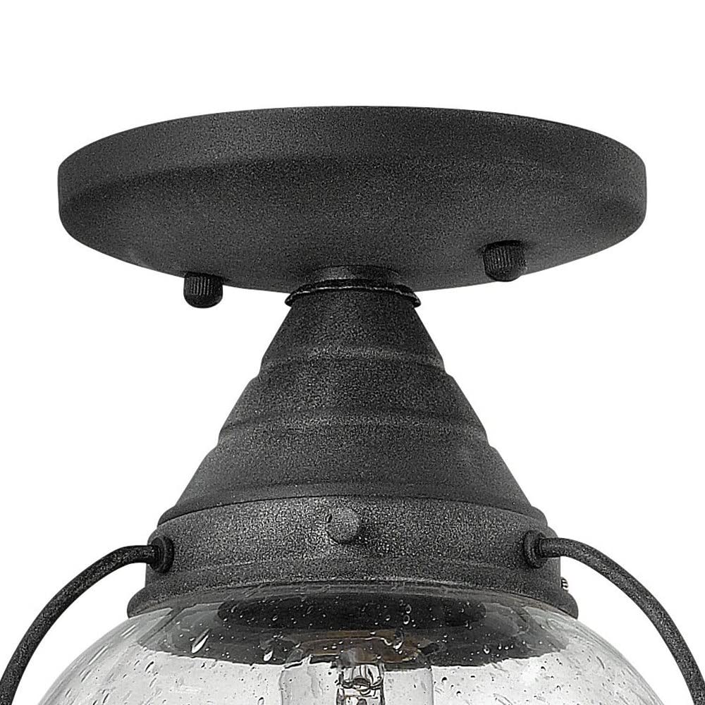 1 Light Small Outdoor Flush Mount Ceiling Light - 7x9 Inch Traditional Coastal Style with Aged Zinc Finish - Perfect for Porch, Patio, Entryway & Garden Lighting
