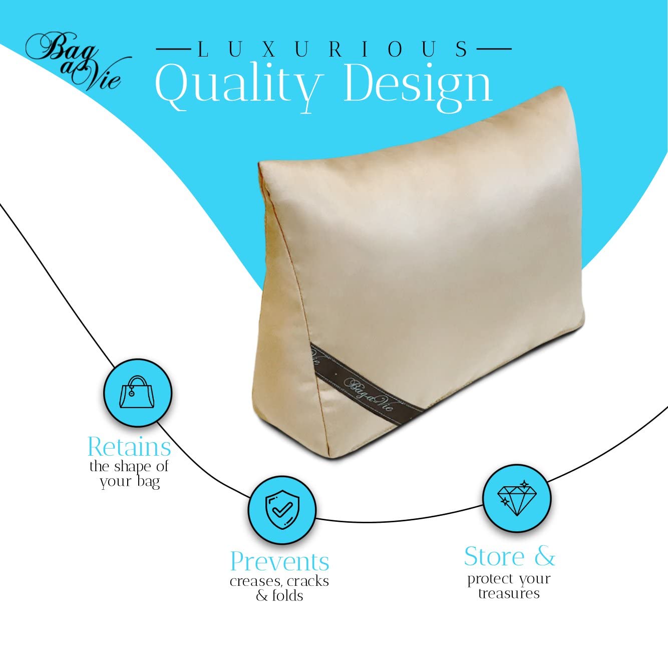 Luxury Handbag Shaper Insert for Women's Purses - Champagne Pillow Organizer for Kelly 35 - Perfect for Travel, Work & Special Occasions