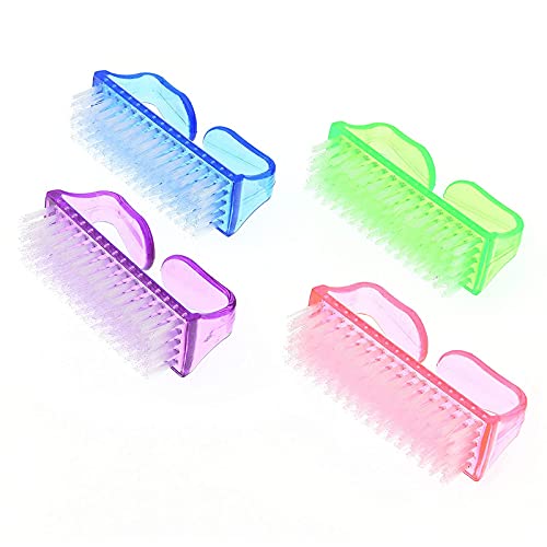 Shidara Nail Brush Set - 4 Pack Multicolor Handle Grip Scrubber for Toes & Fingernails Cleaning | Perfect for Pedicure, Manicure & Home Spa Care