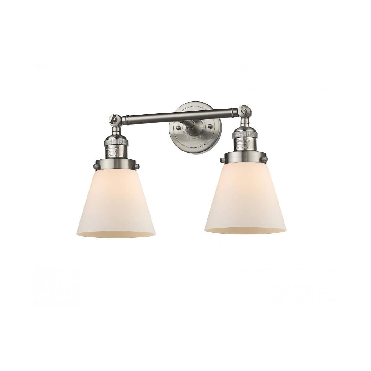 Innovations 208-SN-G61-LED 2-Light Vintage Dimmable LED Bathroom Vanity Light Fixture in Brushed Satin Nickel - Perfect for Modern and Classic Bathroom Decor, Powder Rooms & Master Baths