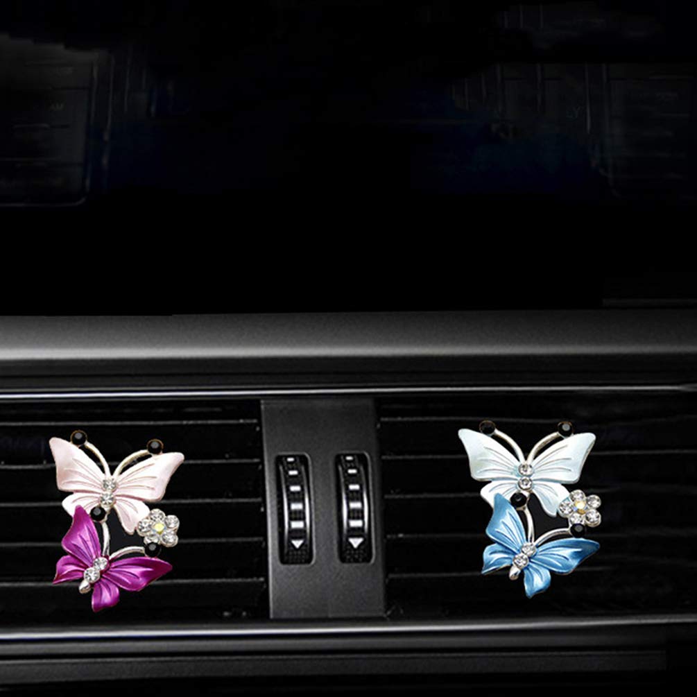 2Pcs Car Air Vent Diffuser Clips - Aromatherapy Vent Decorations with Refillable Pads (Rosy & Blue) - Perfect for Freshening Your Car, Office, or Home