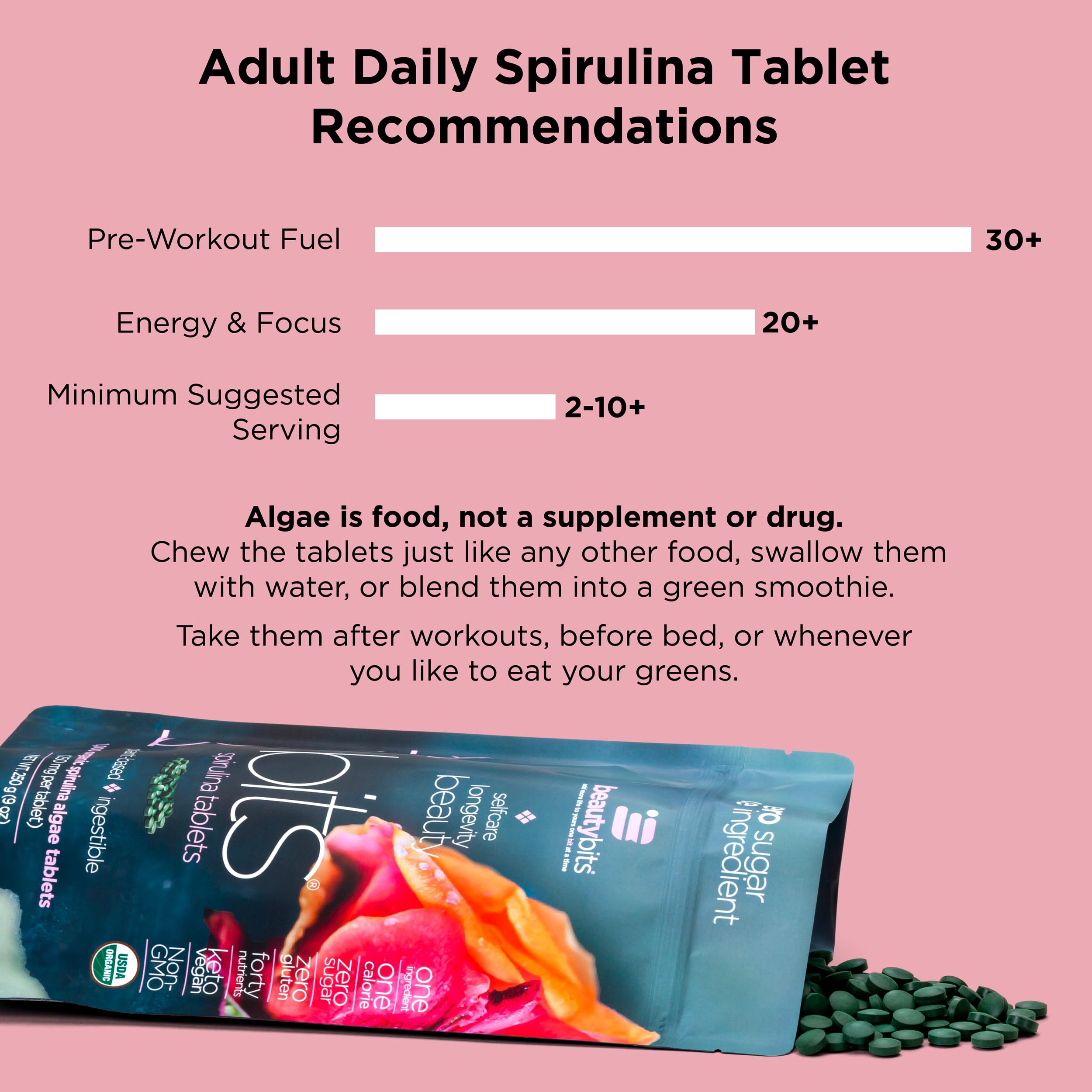 Organic Spirulina Tablets 1000 Count - Algae Superfood with Collagen, Protein & Chlorophyll - Vegan, Keto, Gluten Free Supplement for Hair, Skin & Nail Care - Beauty & Wellness Gift - Perfect for Daily Detox, Energy Boost & Self-Care Routine