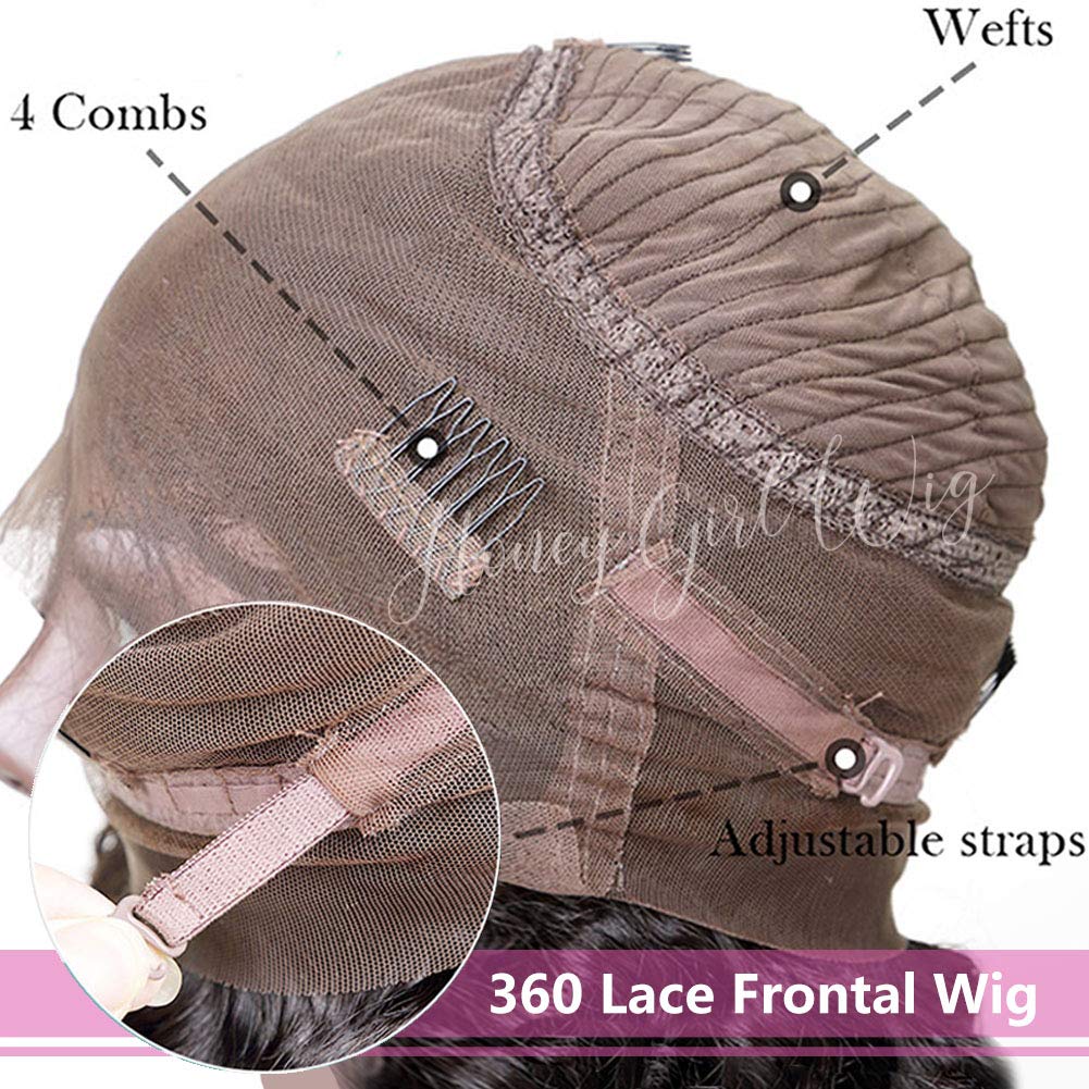 360 Lace Frontal Wig Straight 10A Brazilian Virgin Human Hair - Pre Plucked Glueless Full Lace Wig with Baby Hair for Black Women - Small Cap 16