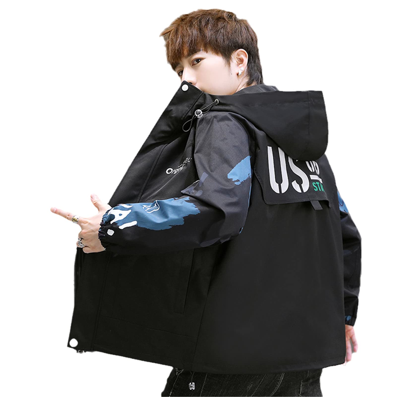 Men's Hip Hop Windbreaker Jacket - Spring & Autumn Casual Streetwear Coat, Patchwork Bomber Jacket for Large Size | Outdoor Activities, Urban Fashion, Street Style