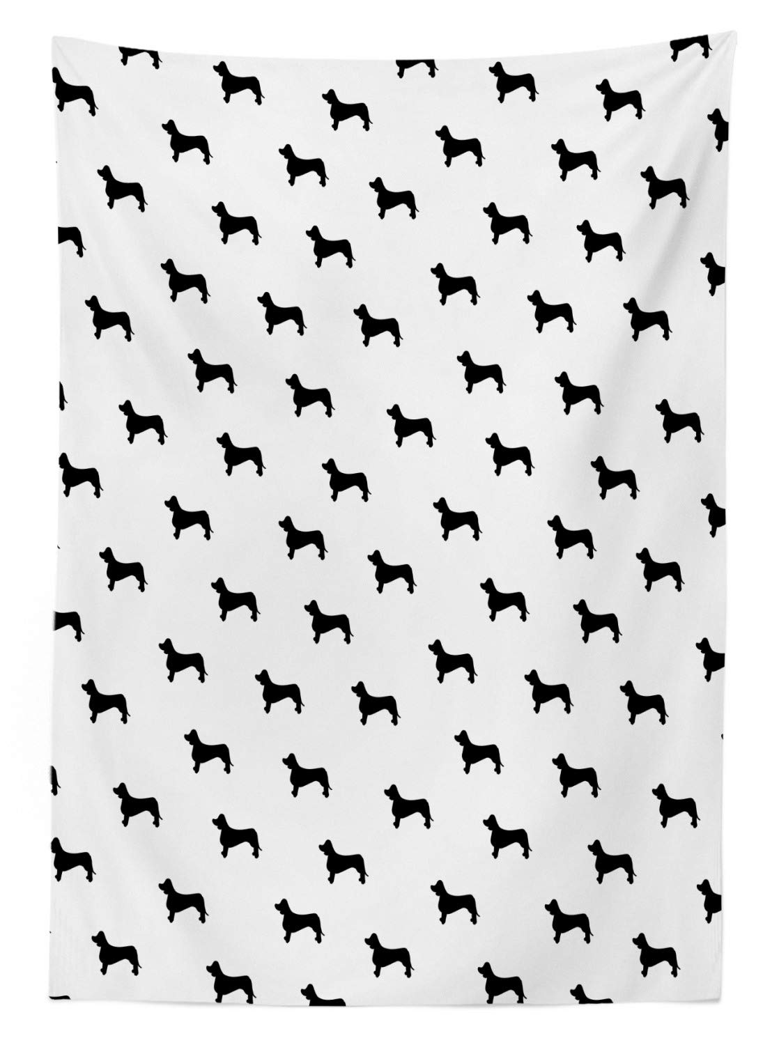 Ambesonne Dog Lover Outdoor Picnic Tablecloth - Monochrome Dachshund Silhouette Design, Washable & Durable 58x120 Inch Pet-Themed Table Cover for Picnics, BBQs, and Outdoor Dining (Black & White)