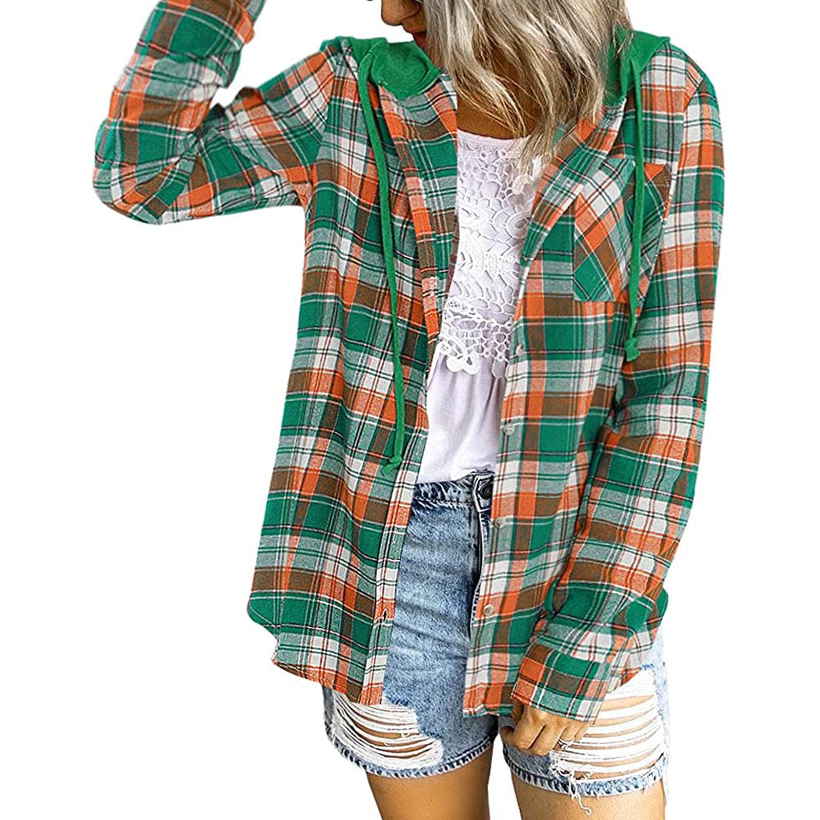 Women's Plaid Flannel Shirts - Button Down Long Sleeve Shacket with Collar for Business Casual & Work | Office Wear, Fall Layering & Outdoor Activities