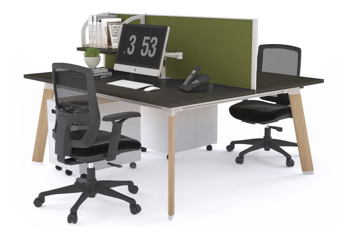 2 Person Workstation with Wood Imprint Frame - 1400L x 700W - Perfect for Office Collaboration & Home Workspaces