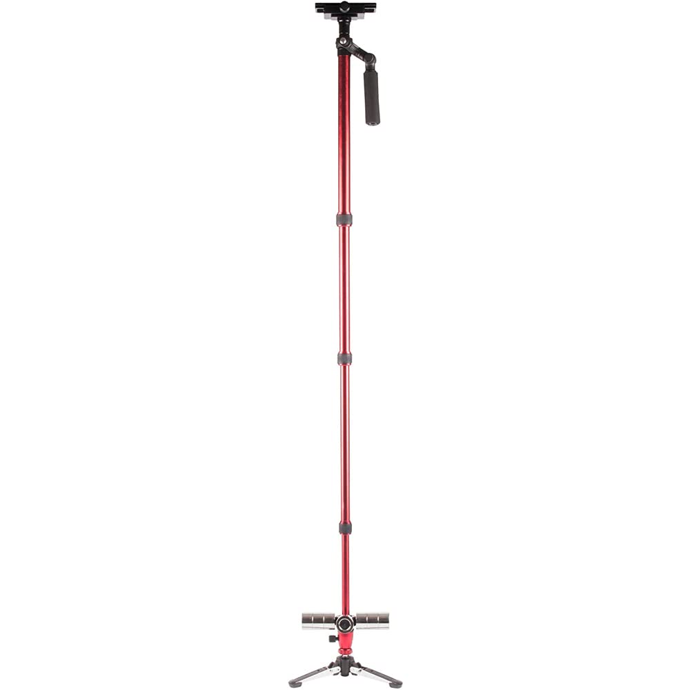 Vivitar VIV-ST-6000-RED 59-Inch Professional Camera Stabilizer Tripod with Weighted Base - Includes Lexar 64GB SD Card, Deco Gear Backpack & Cleaning Kit for DSLR/SLR Cameras - Perfect for Travel Photography, Vlogging & Outdoor Shooting