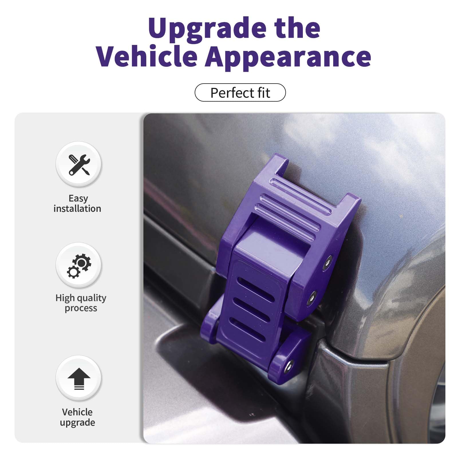 Stainless Steel Hood Latch Kit for 2007-2018 Jeep Wrangler JK/JKU & 2018-2025 JL/JLU/Gladiator JT - Purple Exterior Accessories for Off-Road Protection & Style Upgrade