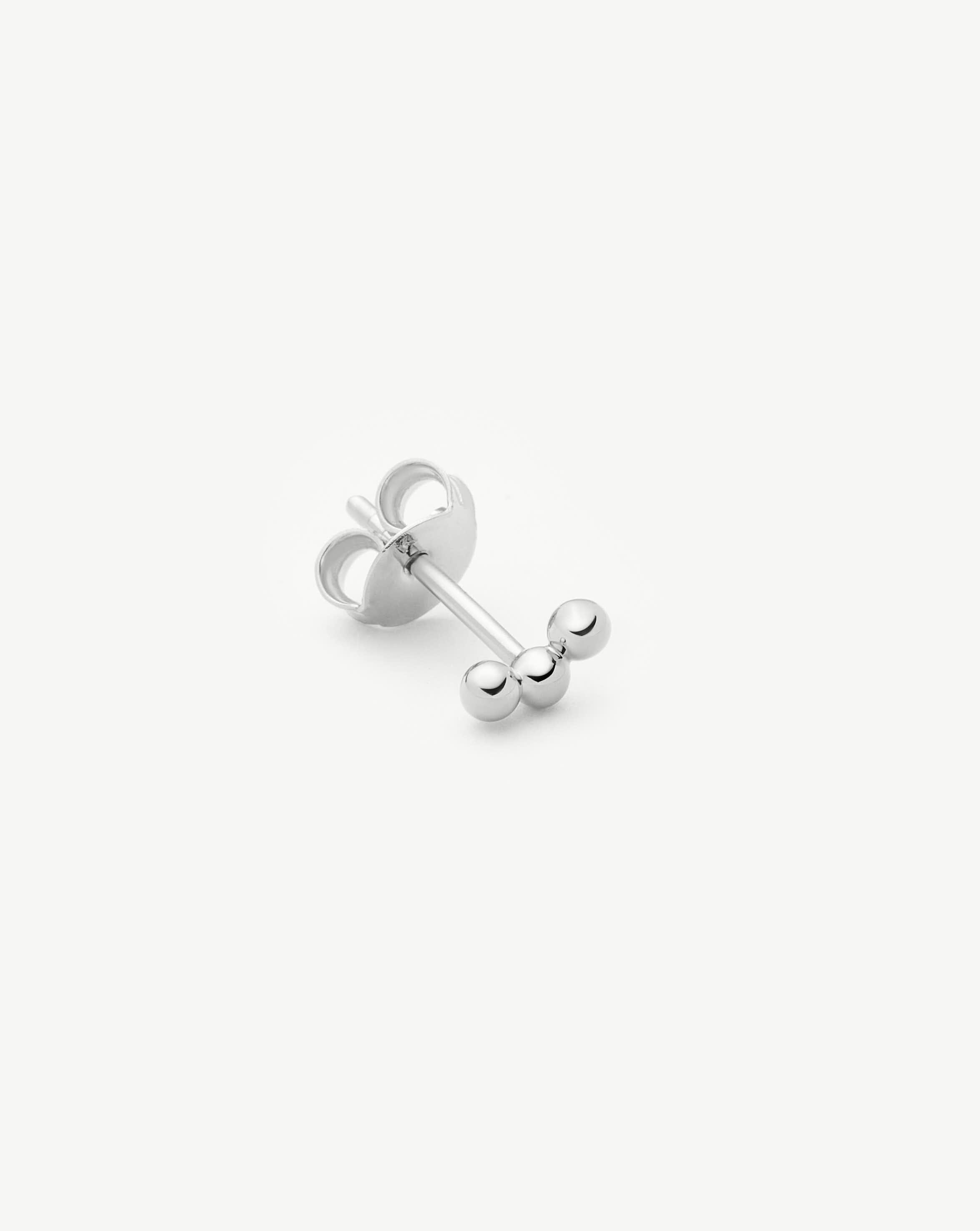 14K Solid White Gold Single Stud Earrings Set of 3 - Minimalist Fine Jewelry for Women, Gift for Her - Perfect for Everyday Wear, Work & Special Occasions