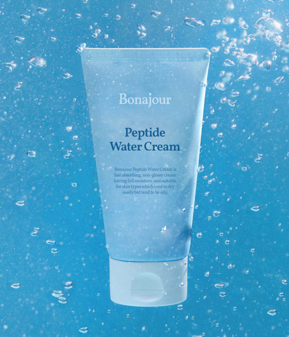 Bonajour Peptide Water Cream 100ml - Hydrating Moisturizer for Face with Peptides & Hyaluronic Acid | Day & Night Cream for Dry, Sensitive Skin | Perfect for Skincare Routine & Travel