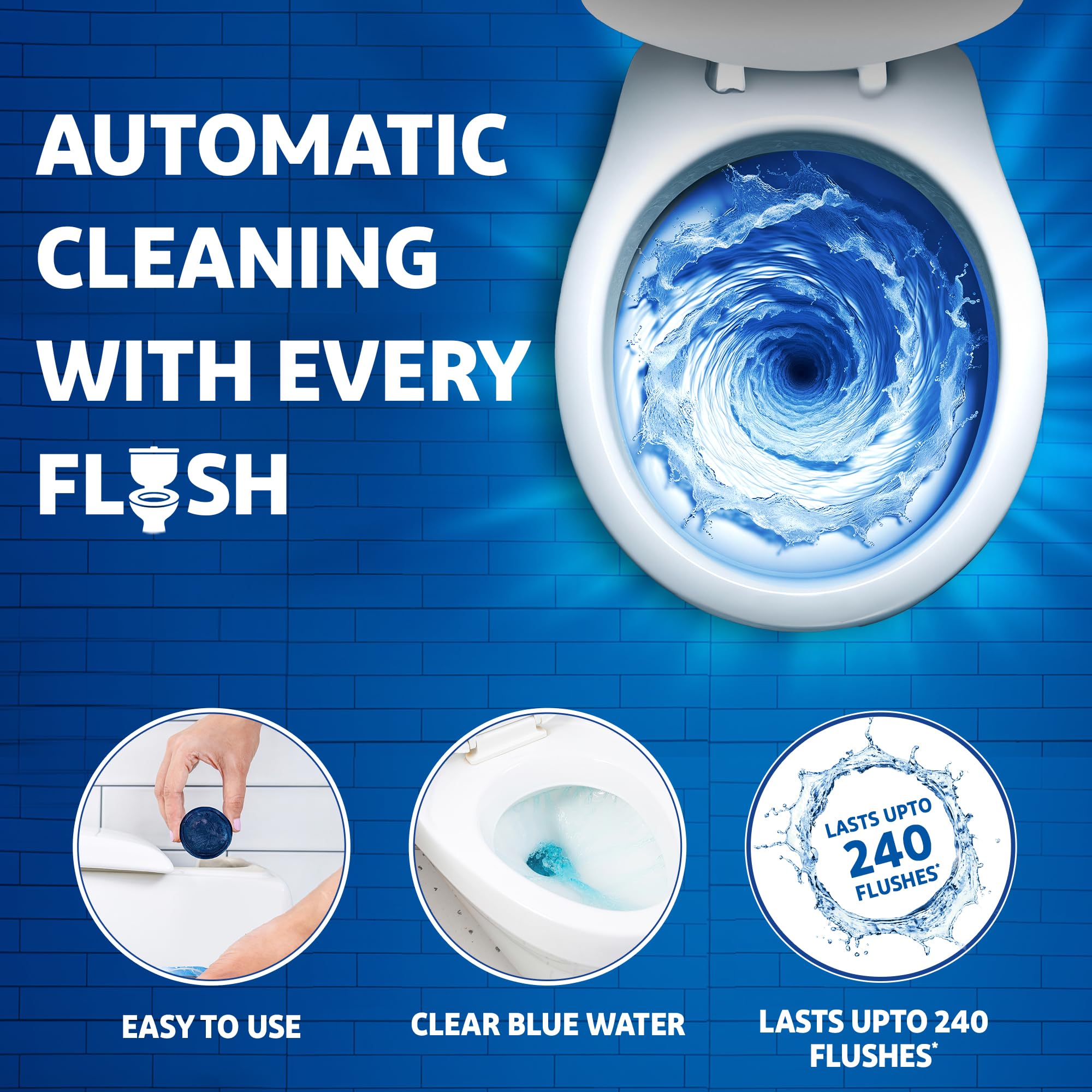 Harpic Flushmatic In-Cistern Toilet Cleaner Blocks, Marine Scent - 50g (6-Pack) | Long-Lasting Toilet Cleaner Balls for Fresh & Hygienic Bathroom | Perfect for Home, Office & RV Use