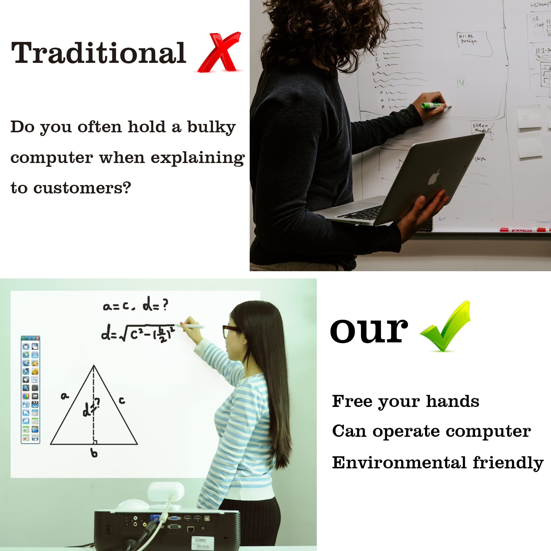 Interactive Whiteboard System for Windows PC - Smart Pen Compatible for Home, Office & Classroom Use | Long Focus Digital Whiteboard for Presentations, Online Teaching & Collaborative Work