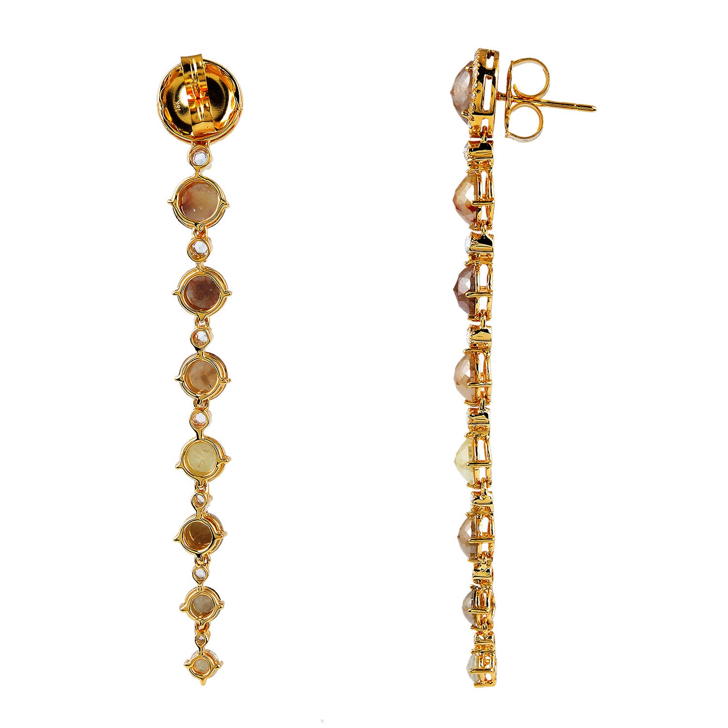 18K Yellow Gold Ice Diamond Partywear Long Dangler Earrings for Women - Perfect for Weddings, Parties & Special Occasions