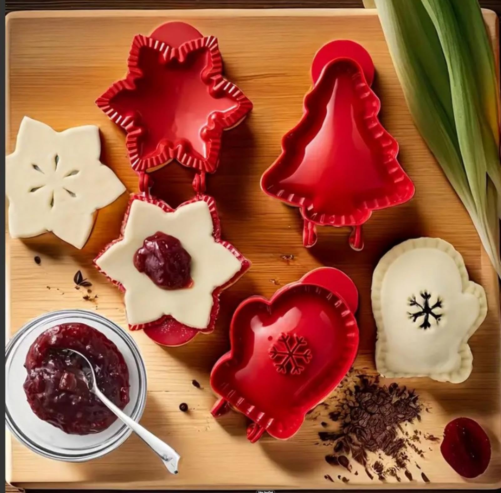 3Pcs Hand Pie Molds Set for Baking - Snowflake, Mitten & Christmas Tree Shaped Dough Press - Perfect for Fall, Halloween, Thanksgiving & Christmas Holiday Baking - Ideal for Making Homemade Pies, Pastries and Festive Desserts