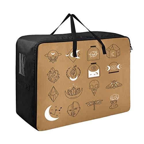 Premium Moon Hand Magic Logo Quilt Storage Bags - Durable, Moisture & Dust Proof with Zipper Closure - Space Saving Organizer for Blankets, Comforters & Clothes (27.6 x 19.7 x 11 Inches) - Perfect for Home, Travel & Seasonal Storage